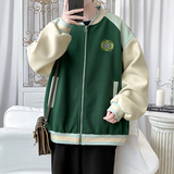 2025秋冬款潮牌夹克棒球服刺绣外套绿A011-1-JK129-P110，男装夹克，电商A011-1（原4007）