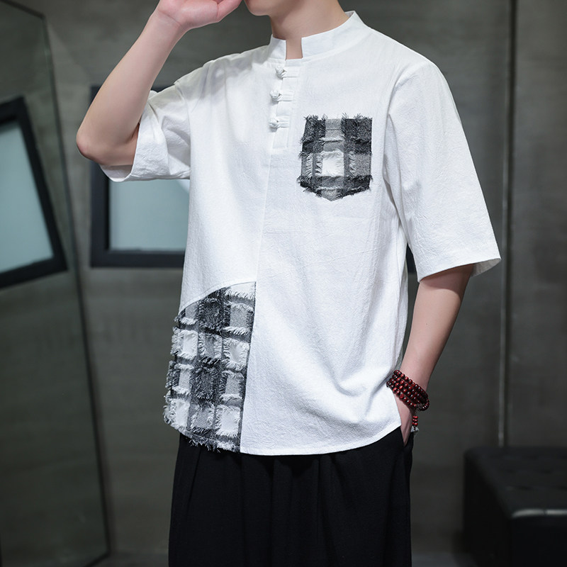 2025新款风拼色大码宽松休闲上衣A011-1-ST037-P55,男装T恤,电商A011-1（原4007）