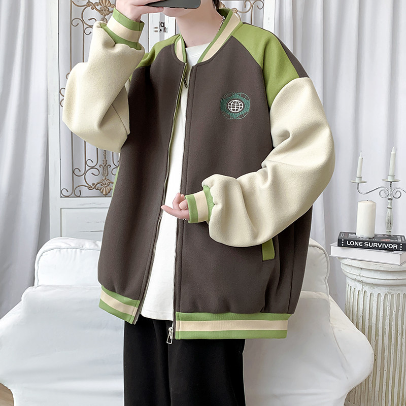 2025秋冬款潮牌夹克棒球服刺绣外套灰色-A011-1-JK129-P110,男装夹克,电商A011-1（原4007）