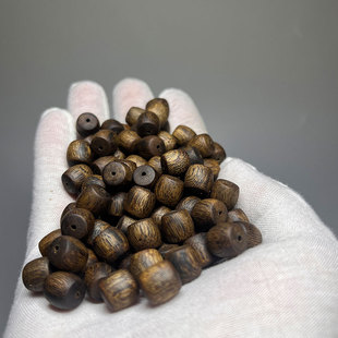 天然沉香散珠DIY老型鼓珠佛珠串珠男女念珠配件配饰保真老料臻品