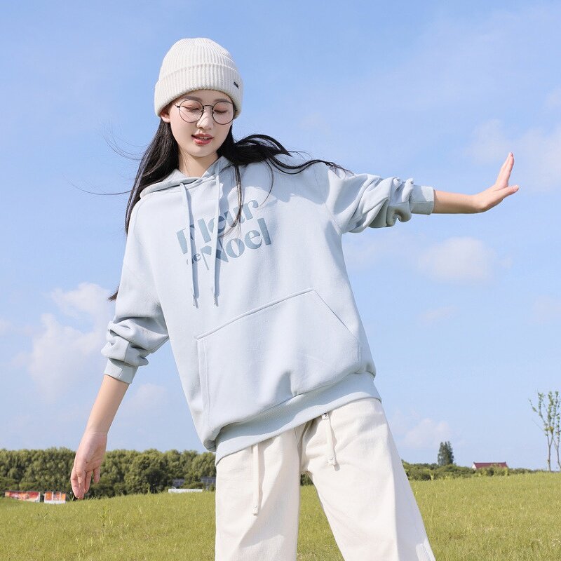 少女大童秋冬装2024新款时尚宽松休闲连帽上衣初高中学生卫衣女