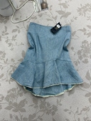 蓝色系蕾丝拼接裙摆鱼尾裙呢料半身裙秋冬款 甜美气质