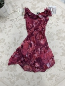 复古印花显瘦雪纺吊带连衣裙女夏收腰气质名媛风