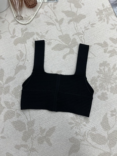 女夏季 性感上衣 针织吊带衫 气质复古黑色露脐显瘦修身