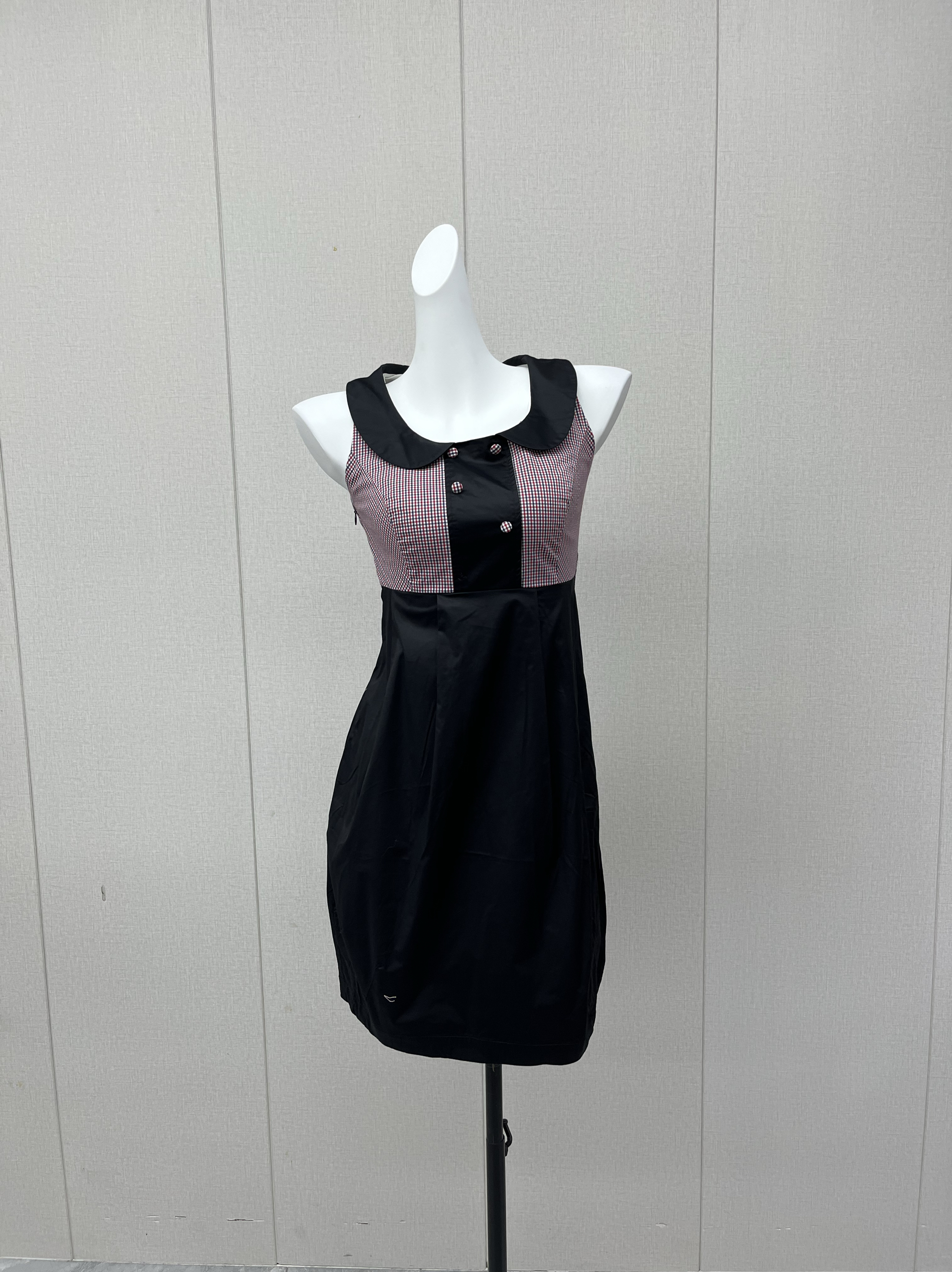 阿系列时尚韩版修身显瘦学院风娃娃领拼接连衣裙