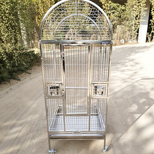 HOKAPET出口中大型鹦鹉笼子不锈钢金属圆顶欧式 大号鸟笼别墅磨脚
