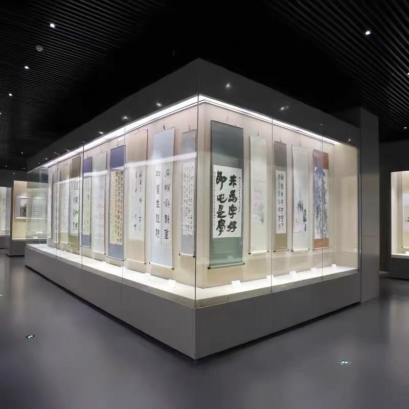 博物馆古董文物字画瓷器玻璃展示柜电动门沿墙通柜展厅展览陈列柜