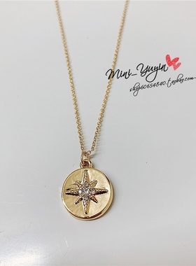 HM 简约INS叠戴锁骨项链 八芒星罗盘网红女潮人金属短链颈链配饰