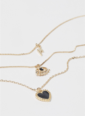 HM 新款简约INS多层项链爱心眼睛闪电吊坠潮人CHIC短链颈链女配饰