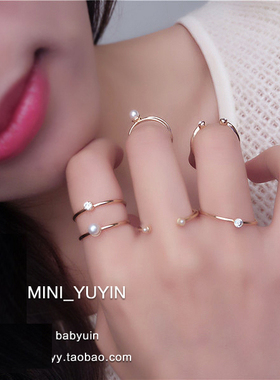 清仓.梨花极小珍珠锆石多个戒指