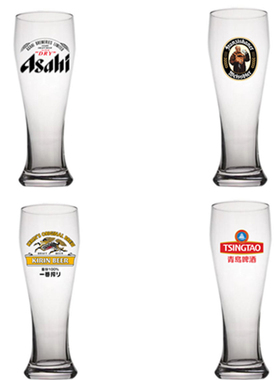 收腰无铅家用玻璃杯大号扎啤杯麒麟一番榨日料店专用精酿各种logo
