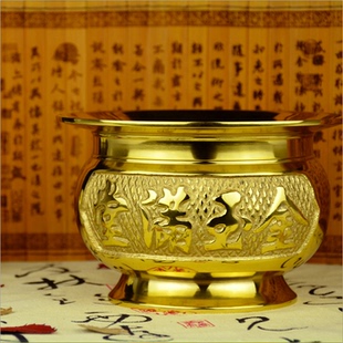 香炉香插寺庙佛堂仿古香薰炉香炉纯铜 铜香炉 新款有边招财进宝炉