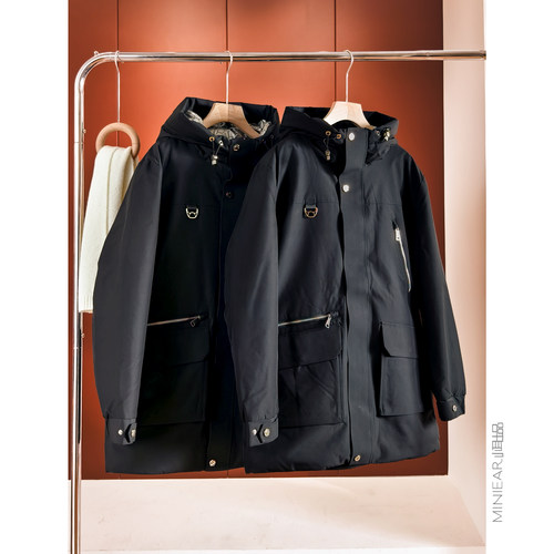 新国标90%白鸭绒立领连帽羽绒服