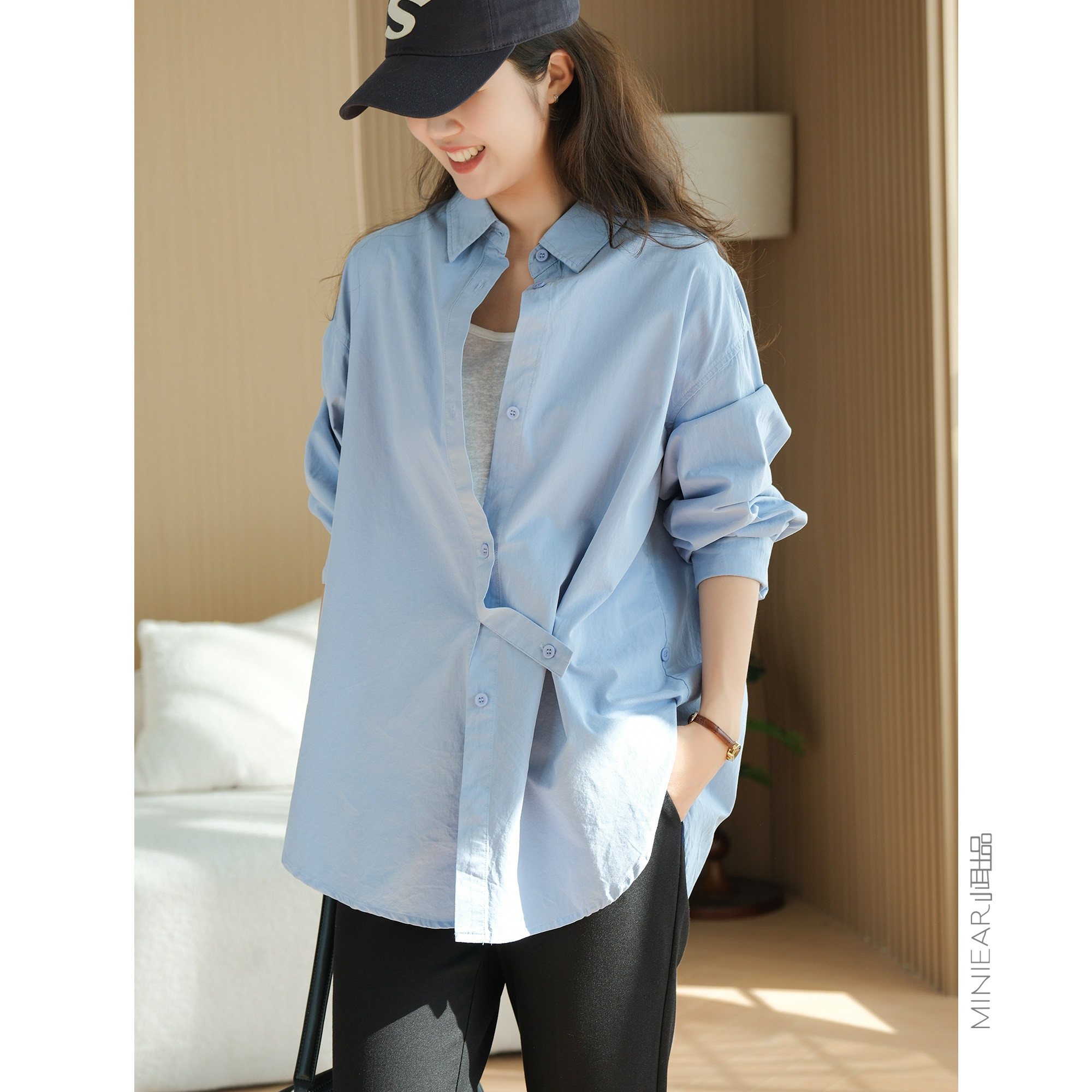 小耳出品纯色翻领衬衫