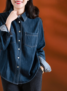 小耳出品 做工JUE子！重工精梳棉+牛奶绒/做旧洗水 翻领牛仔衬衫