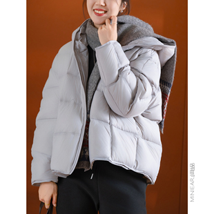 90%鸭绒 细胆防风层 多车线连帽羽绒服 蓬蓬泡芙羽绒 小耳出品