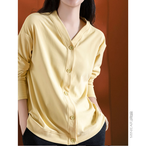 小耳出品单排扣V领长袖睡衣套装