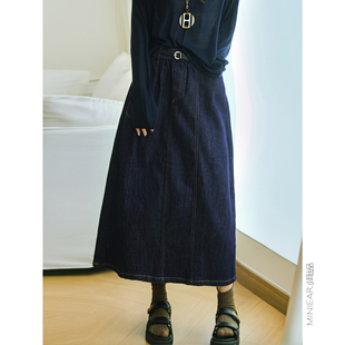 棉混纺深色半身裙牛仔直筒裙 忒殊固色工艺 小耳出品 蓝色际遇