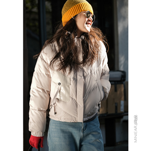 显比例保暖羽绒服百搭面包服女 短款 小耳出品 新国标90%白鸭绒韩版