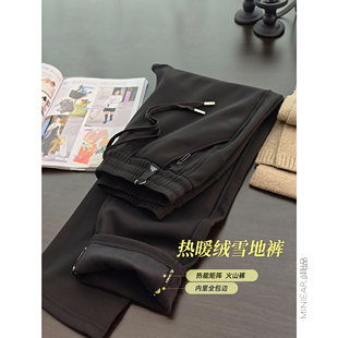 敲暖 加绒休闲裤 热暖绒雪地裤 松紧腰男士 蓄热防风 小耳出品