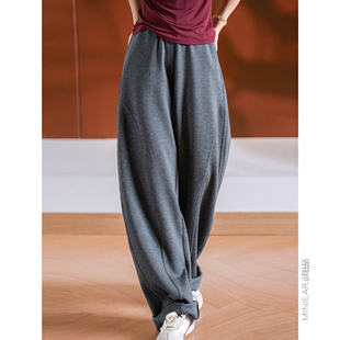 松紧腰分割线休闲裤 小耳出品 柔滑细嫩 立裁老爹裤 篙克重云朵棉