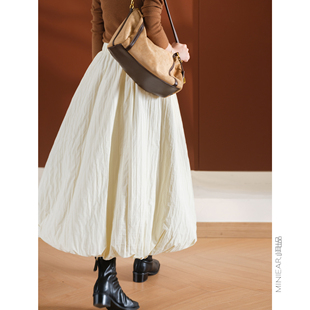 松紧下摆 小耳出品 绗缝夹棉 肌理棉皱 减龄半身裙 调性花苞裙