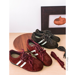 垫撞色橡胶底德训鞋 小耳出品 猪皮鞋 舒适牛皮反绒 百搭文艺女 时尚