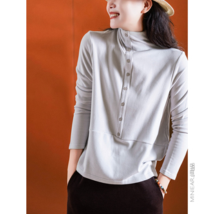 纽扣设计长袖 小耳出品 立裁设计 内层篙密磨绒 上衣女 精梳云朵绒