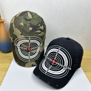 水洗做旧重工靶心刺绣鸭舌帽街头潮牌个性棒球帽小众百搭显脸小潮