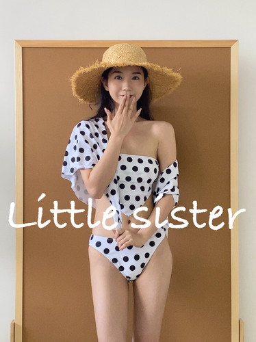 【little sister】原创自制波点露背低腰三件套比基尼bikini