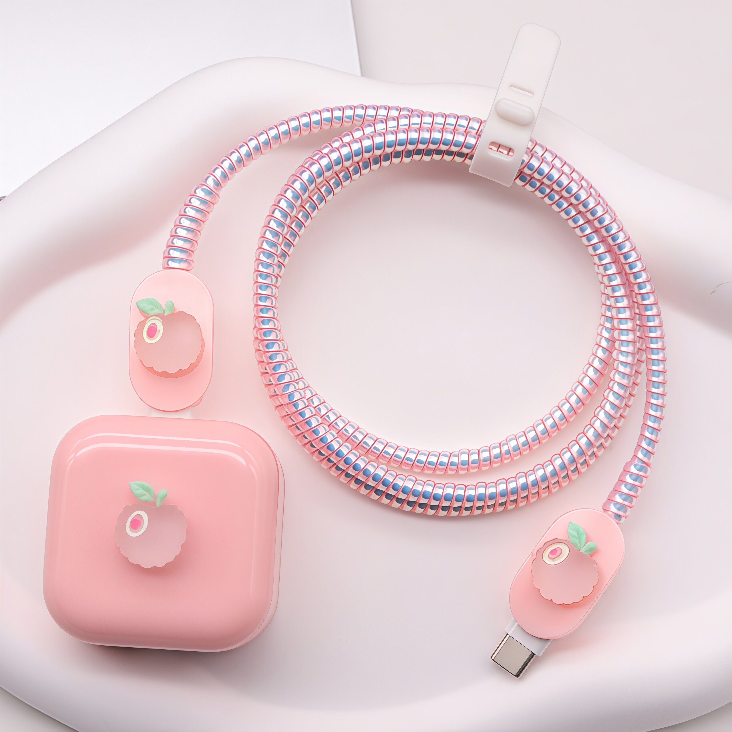 快充40W充电器软壳17适应苹果16数据线保护套15缠绕绳14编织线套