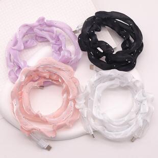 适用苹果/安卓通用数据线保护套16电源线网纱布套15电线防尘可爱