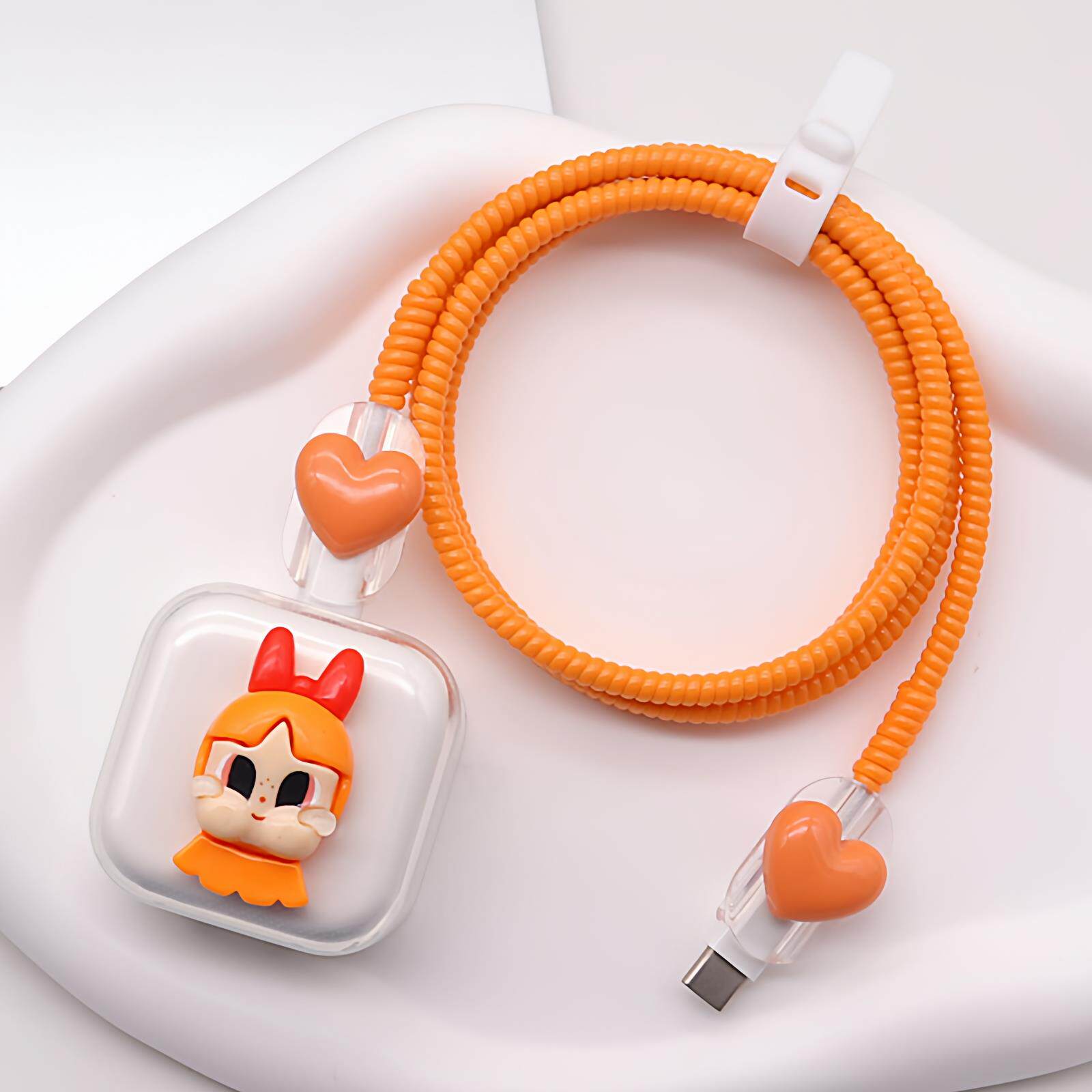 橙色17P数据线保护套type-c编织16适用40W苹果充电器软壳15缠绕绳