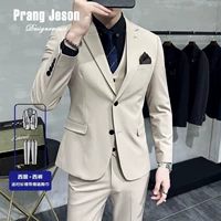 Тонкий хаки с двумя стволами (костюм + брюки, галстук черной рубашки и галстук шеи