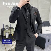 Двухконтактная пряжка тонкая темно-серая (костюм + брюки, черная рубашка и галстук