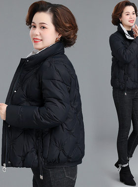 中老年女装妈妈婆婆女款棉衣年冬季开衫纯色百搭棉袄翻领