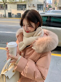 平湖服女款新款女中长款过膝加厚大毛领白鸭绒冬装学生外套潮
