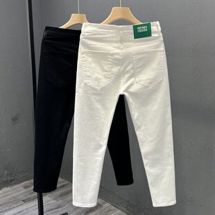白色裤子男款潮青年简约休闲牛仔裤韩版修身小脚直筒弹力长裤帅气