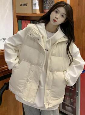 冬季保暖棉服马甲外套女学生韩版宽松百搭学院风外穿棉衣背心潮
