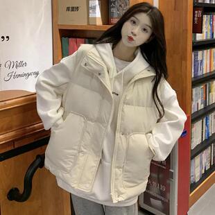 冬季保暖棉服马甲外套女学生韩版宽松百搭学院风外穿棉衣背心潮