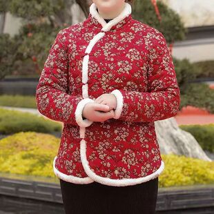 网红驼绒东北大花袄女民族风盘扣唐装秋冬棉服妈妈网红花棉袄加肥