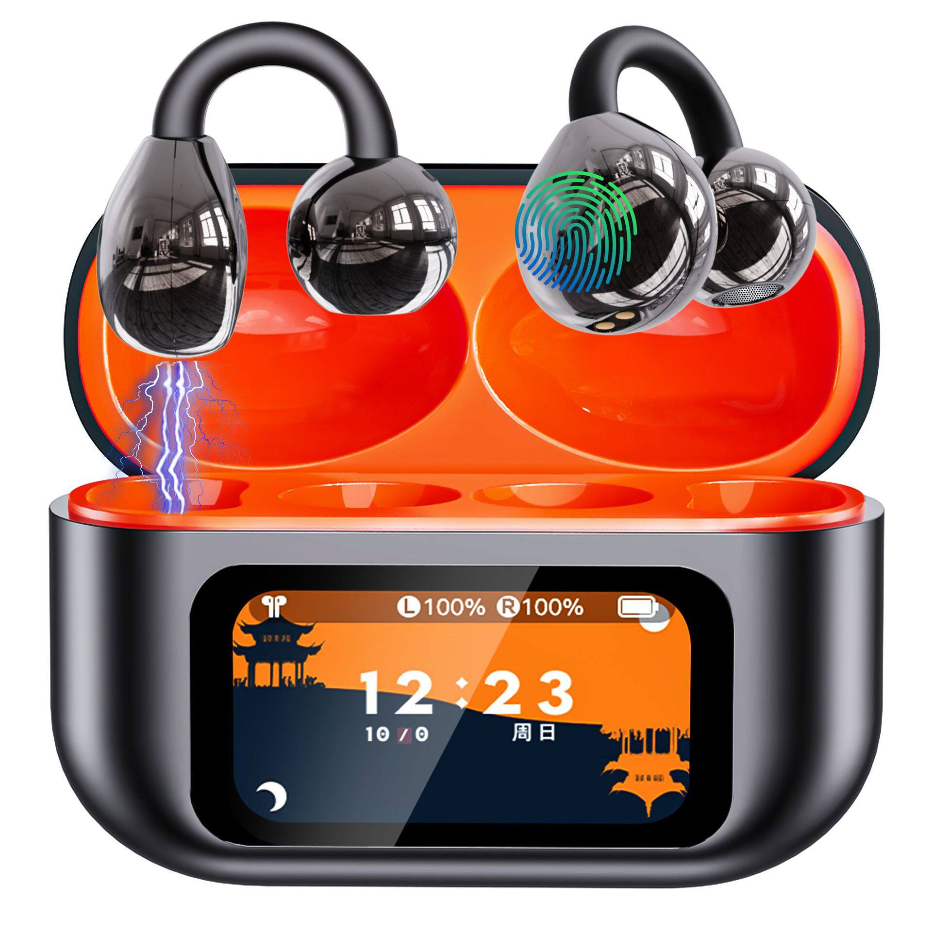 带屏蓝牙耳机夹耳式无线双耳立体声HIFI运动6.0耳塞