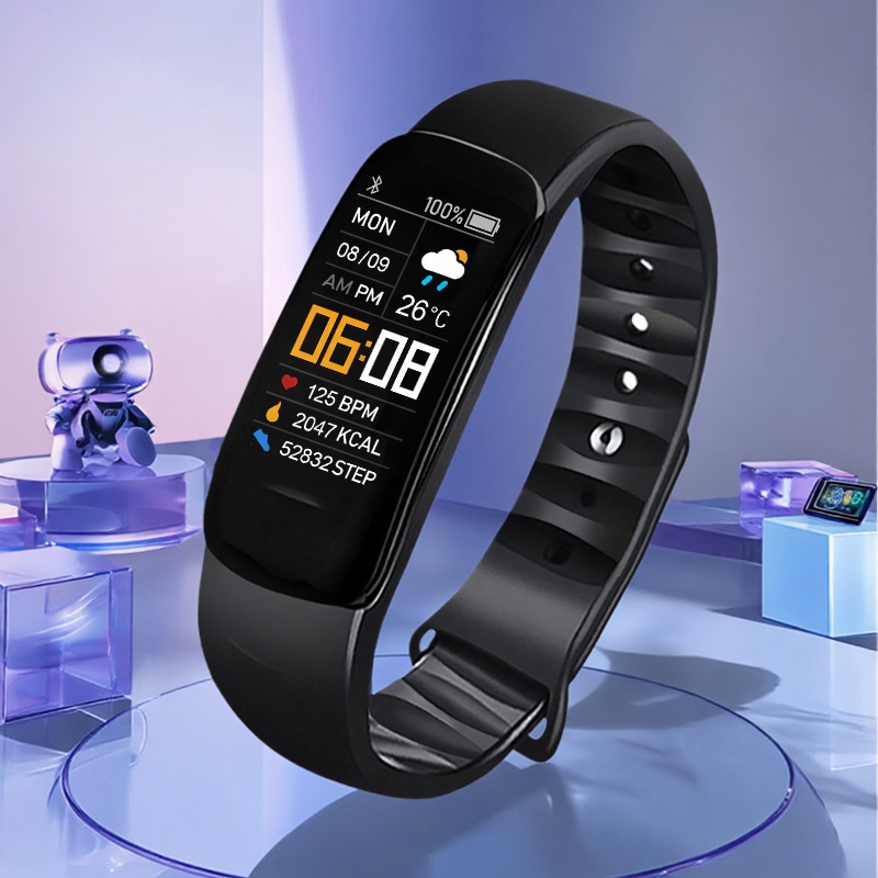 工厂C1plus运动计步手环 礼品TPU蓝牙睡眠监测信息提醒智能手环