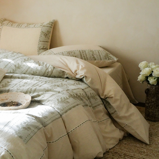 南法假日新疆长绒棉亚麻提花棉麻四件套全棉纯棉床上用品床单被套