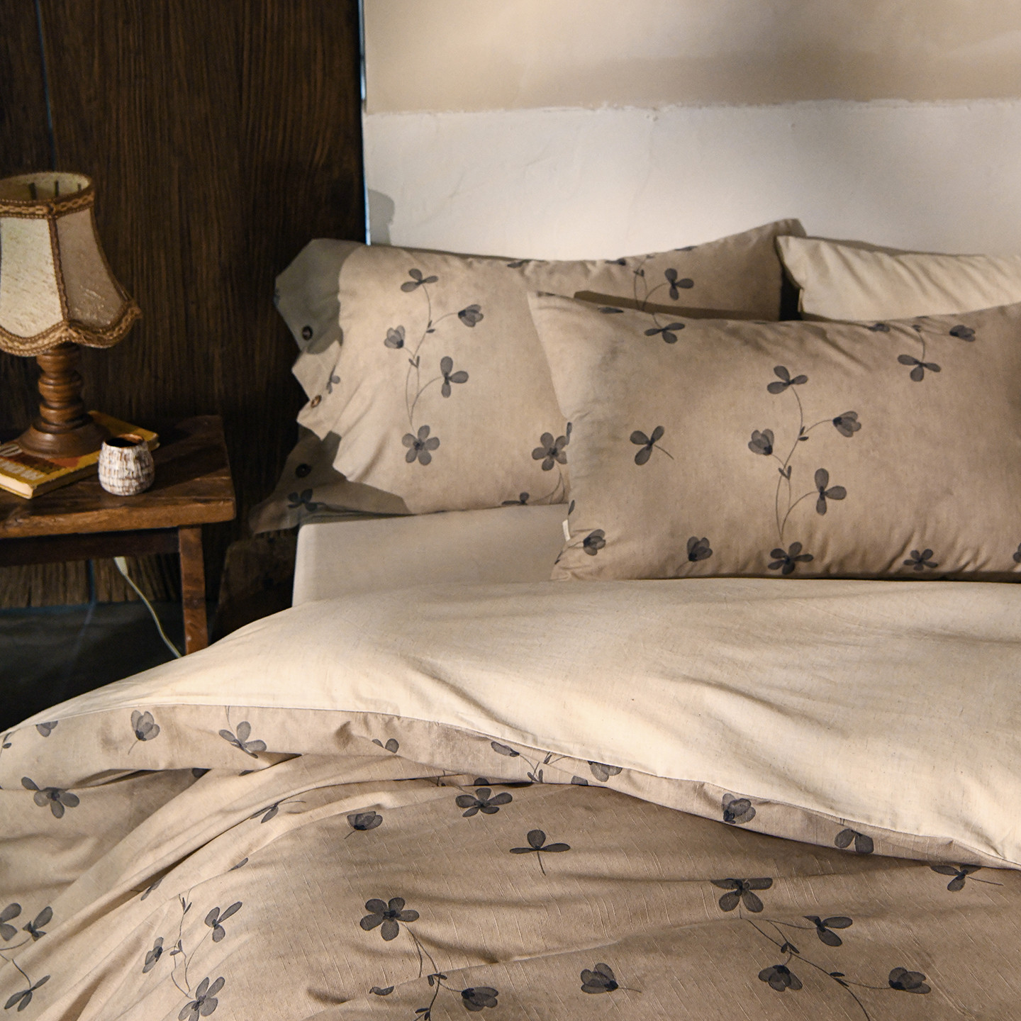 南法假日竹节棉麻绣花长绒棉亚麻四件套全棉纯棉床上用品床单被套