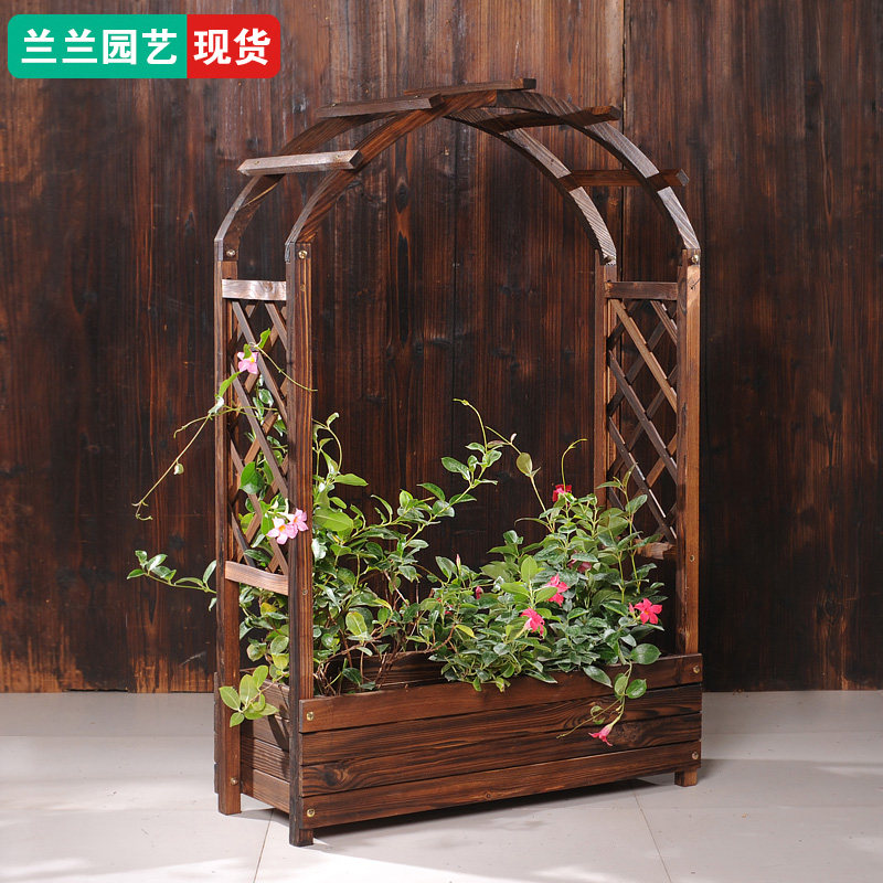 爬藤架攀藤种植箱防腐木拱门花箱图片