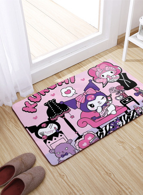 卡通动漫库洛米法兰绒地垫家用进门踩脚垫防滑舒适浴室厨房地毯