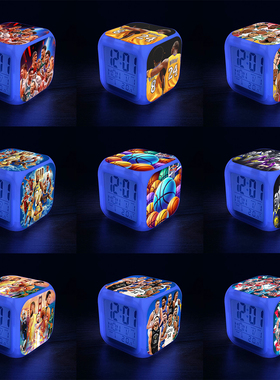 新款NBA篮球七彩闹钟库里詹姆斯2382430电子数字显示时钟温度日历