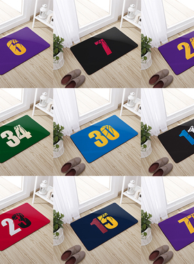 新品家用地垫短绒舒适篮球数字号码卧室客厅脚垫入户玄关室内地毯