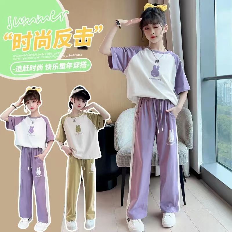 女童夏装套装2025新款儿童夏款衣服时髦洋气网红女大童炸街运动服